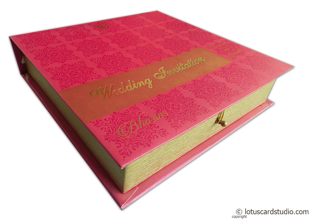 Wedding card with Box Pink Golden Theme