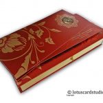 Wedding Invitation Card in Royal Red and Golden with Sweet Box