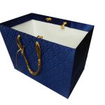 Blue Satin Gift Bag with Golden Silk Rope
