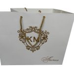 Front view of Ivory Metallic Paper Gift Bag