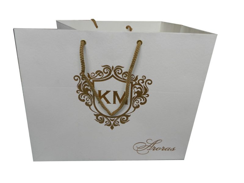 Front view of Ivory Metallic Paper Gift Bag