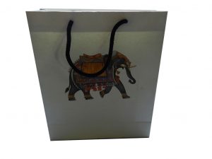 Front view of Elephant Theme Ivory Gift Bag