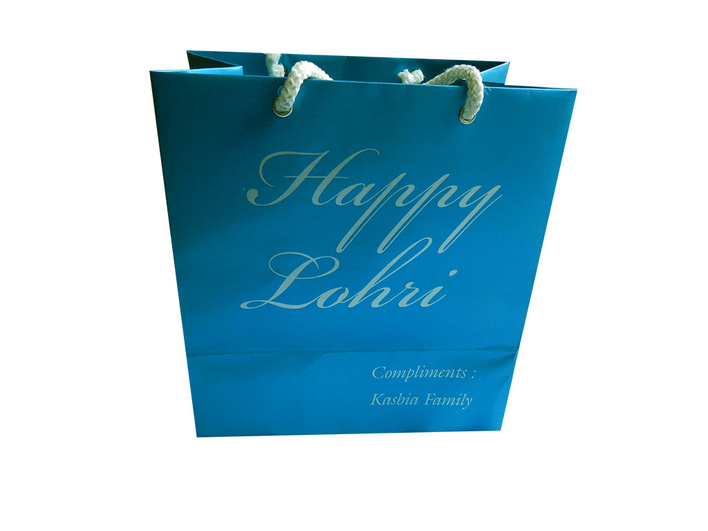 Front view of Cyan Gift Bag Shimmer Finish