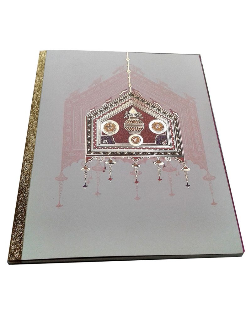 Card front of Indian Invitation Card in white with Palanquin - WC_57