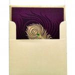 Envelope back of Wedding Card in Purple with Mor Pankh Beads - WC_60