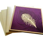Wedding Card in Purple with Mor Pankh Beads - WC_60