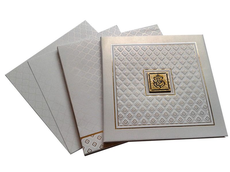 White Invitation Card with Raised Texture - WC_64