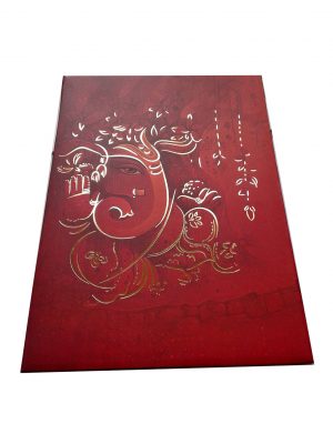 Card of Card in Shaded Red with Ganesh Ji - WC_55