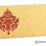 Beige Flower Flocked Shagun Envelope with Golden Victorian Floral