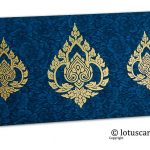 Blue Flower Flocked Shagun Envelope with Golden Damasks