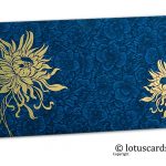 Blue Flower Flocked Shagun Envelope with Golden Spider Flower