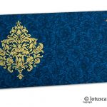 Blue Flower Flocked Shagun Envelope with Golden Victorian Floral