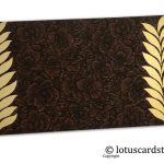 Brown Flower Flocked Gift Envelope with Golden Ferns