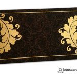 Brown Flower Flocked Money Envelope with Golden Curly Vine