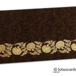 Brown Flower Flocked Money Envelope with Golden Floral Vine