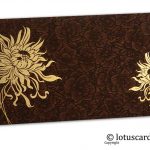 Brown Flower Flocked Indian Money Envelope with Golden Spider Flower