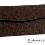 Back view of brown flower flocked shagun envelopes