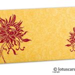 Golden Beige Flower Flocked Shagun Envelope with Pink Spider Flower
