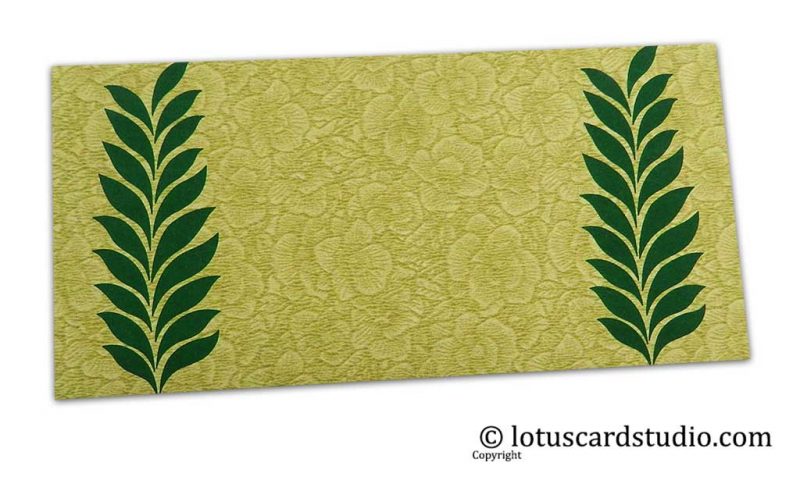 Green Flower Flocked Gift Envelope with Green Ferns