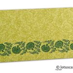 Green Flower Flocked Money Envelope with Golden Floral Vine