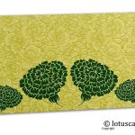 Green Flower Flocked Money Envelope with Dark Green Dahlia Flowers