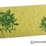 Green Flower Flocked Shagun Envelope with Dark Green Spider Flower