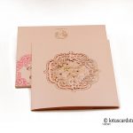 Lasert Cut Wedding Invitation in Peach and Golden Hot Foil