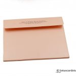 Envelope back of Lasert Cut Wedding Invitation in Peach and Golden Hot Foil