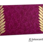 Magenta Flower Flocked Gift Envelope with Golden Ferns