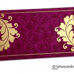 Magenta Flower Flocked Money Envelope with Golden Curly Vine