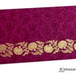 Magenta Flower Flocked Money Envelope with Golden Floral Vine