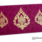 Magenta Flower Flocked Shagun Envelope with Golden Damasks