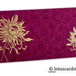 Magenta Flower Flocked Shagun Envelope with Golden Spider Flower