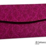 Back view of magenta flower flocked shagun envelopes