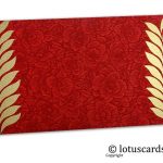 Red Flower Flocked Gift Envelope with Golden Ferns