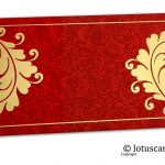 Red Flower Flocked Money Envelope with Golden Curly Vine