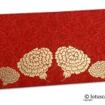 Red Flower Flocked Money Envelope with Golden Dahlia Flowers