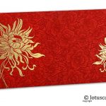 Red Flower Flocked Shagun Envelope with Golden Spider Flower