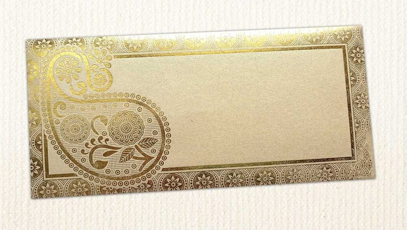 Beige Money Envelope with Golden Paisley