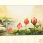 Gift Envelope with Nature Scene Beauty and Swans