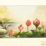 Gift Envelope with Nature Scene Beauty and Swans