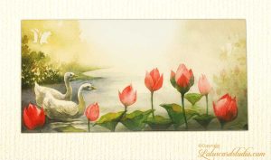Gift Envelope with Nature Scene Beauty and Swans
