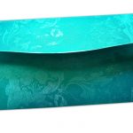 Back view of Cyan Shimmer Multi Floral Shagun Envelope