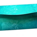 Back view of Cyan Shimmer Multi Floral Shagun Envelope