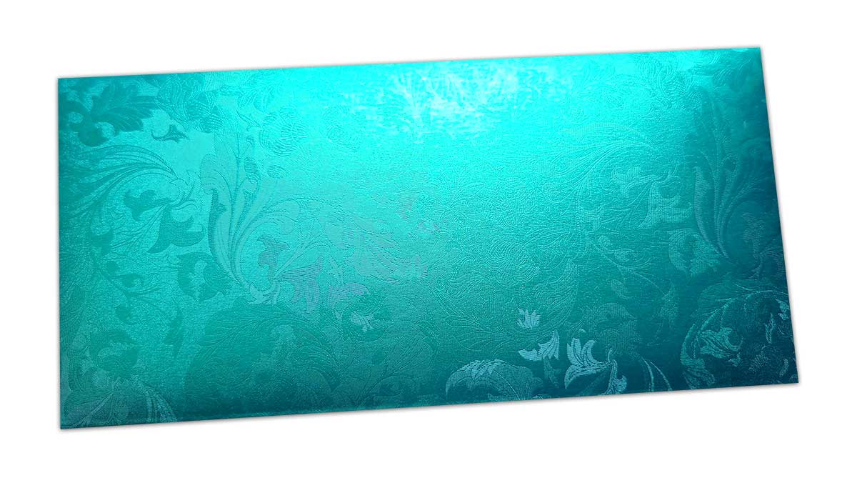 Cyan Shimmer Multi Floral Shagun Envelope