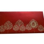 Ganpati and Trees Designer Shagun Envelope in Royal Red