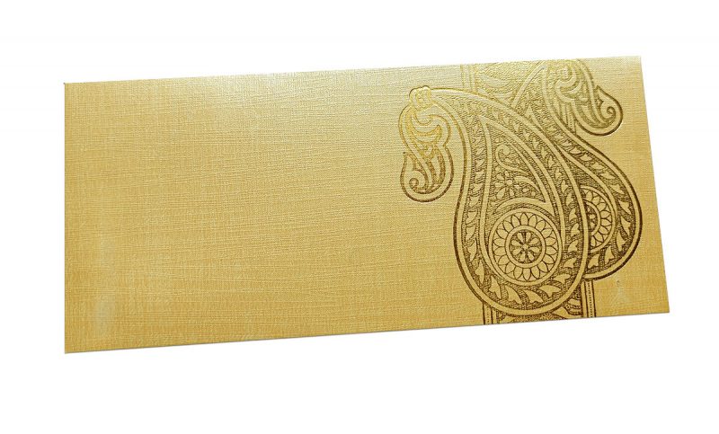 Front view of Money Envelope with Hot Foil Stamped Paisley