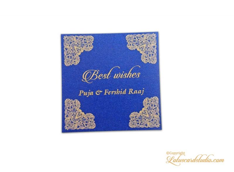 Gift Tag in Blue with Golden Floral Borders