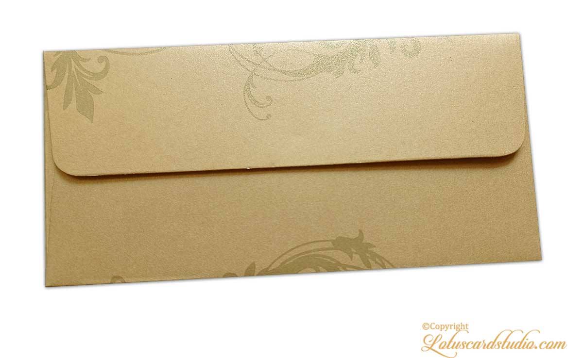 Elegant Designer Envelope in Pure Gold with Red Floral - Lotus Card Studio