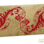 Elegant Designer Envelope in Pure Gold with Red Floral